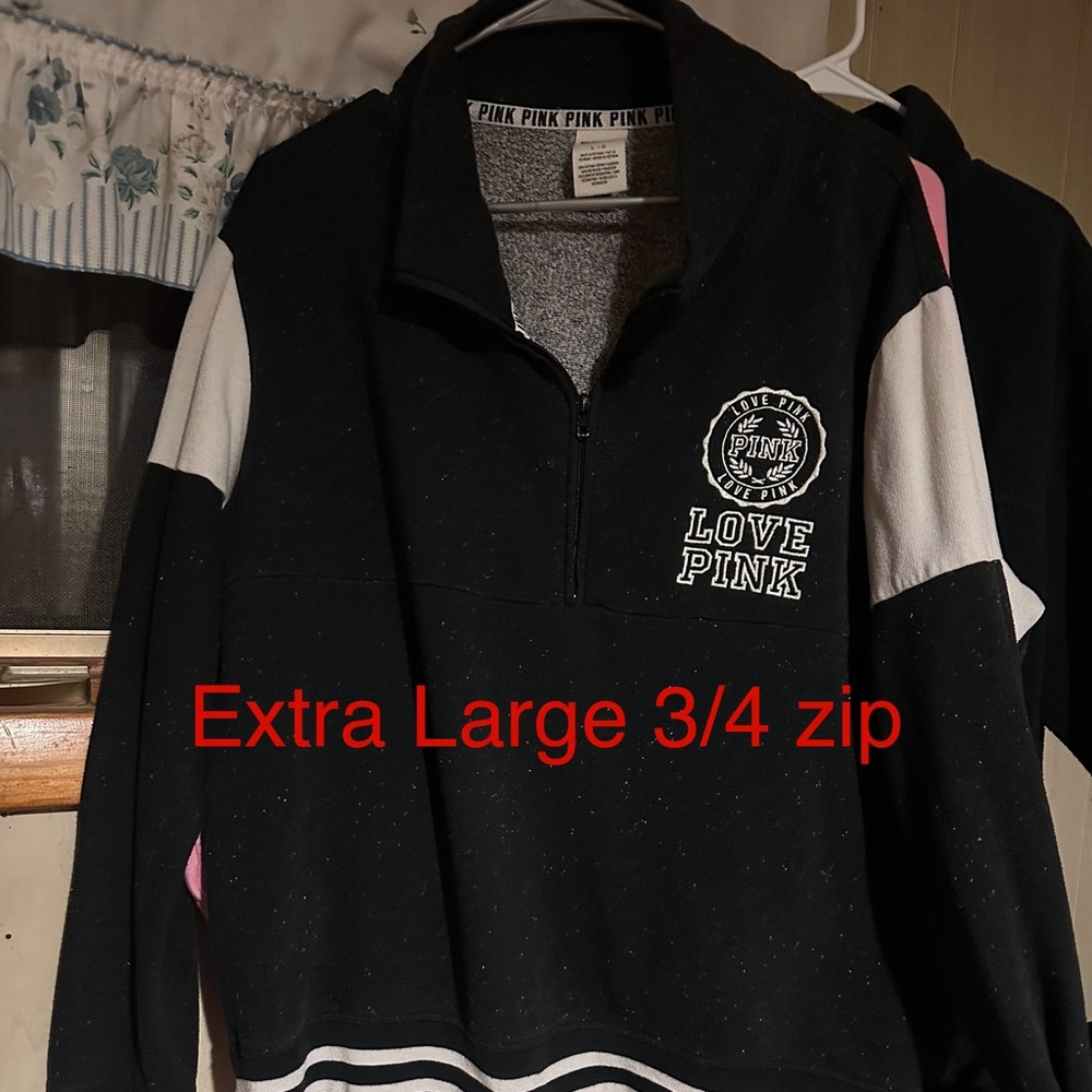 3/4 Zip PINK sweater 
Black and white